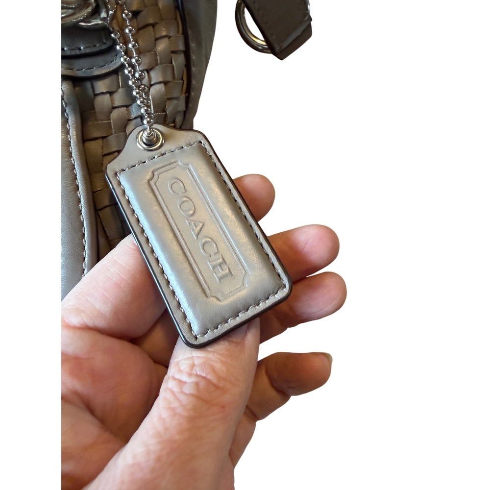 Coach Kristin Woven Leather Hobo Bag‎ Grey Taupe L1120-19312 Crossbody Handbag - Picture 3 of 12